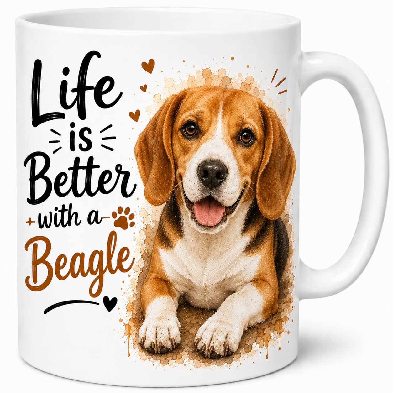Brew Crew Gifts Life is Better with a Beagle Mug – Cute Beagle Dog Lover Gift – 11oz White Ceramic Coffee Mug