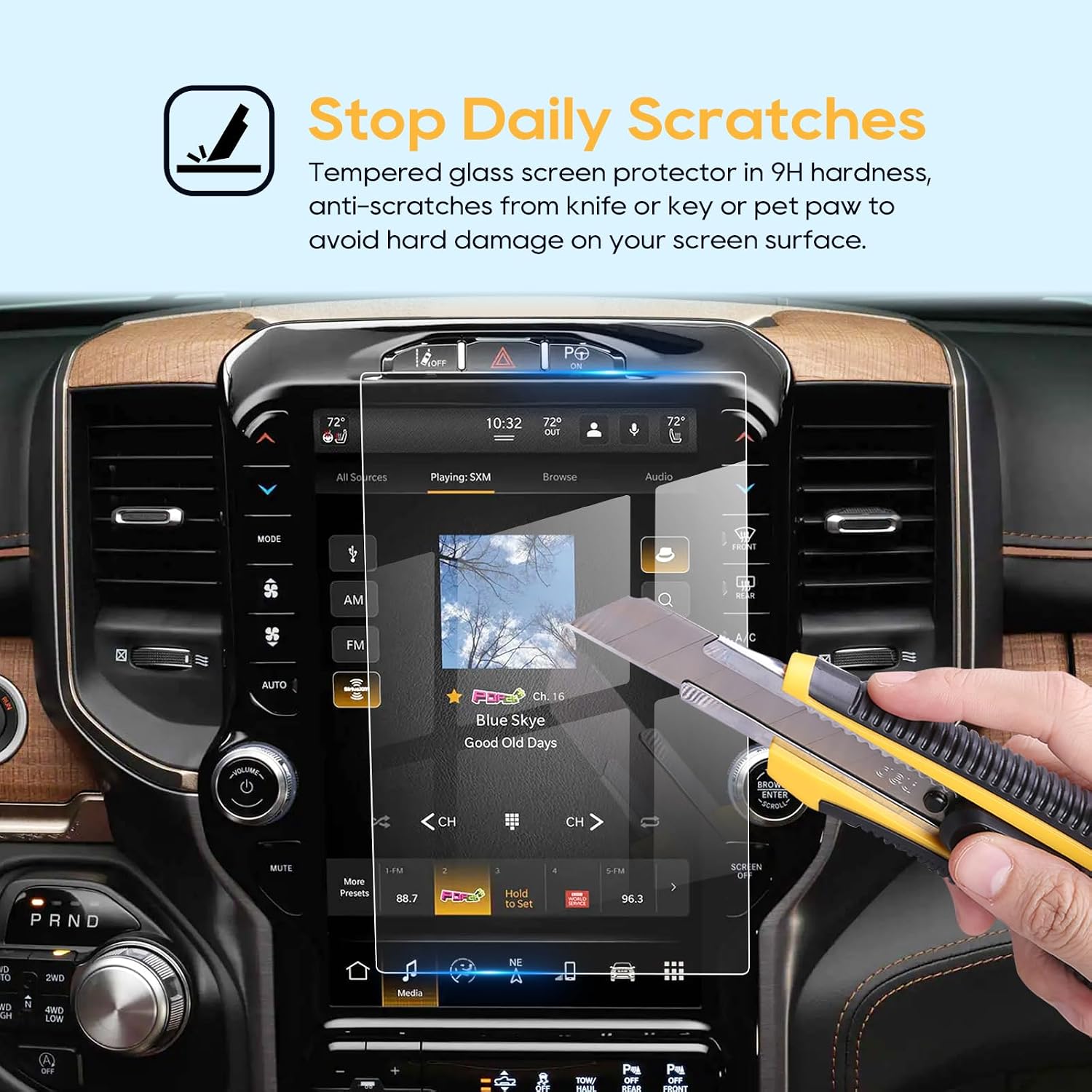 LFOTPP Premium Screen Protector for 2019-2021 2022 2023D*odge RAM 1500 2500 3500 Laramie Longhorn Limited Uconnect 12 Inch Tempered Glass Navigation Screen Protector Scratch-Resistant Protective Film
