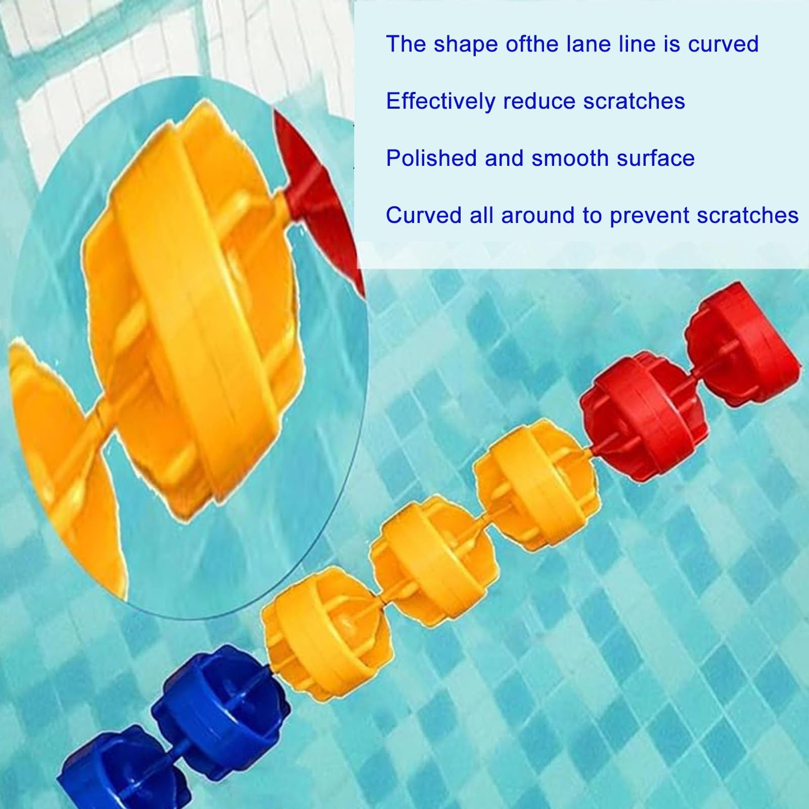 Corde de séparation de piscine de sécurité avec flotteurs, séparation des eaux profondes/peu profondes, kit de ligne sphérique pour la sécurité de la piscine, barrière flottante pour zones de piscine