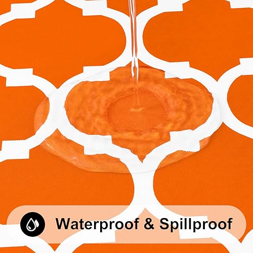 Miniatura 99 de Smiry - Mantel redondo de vinilo ajustable con bordes elásticos y parte trasera de franela, mantel de vinilo impermeable, lavable, diseño enrejado