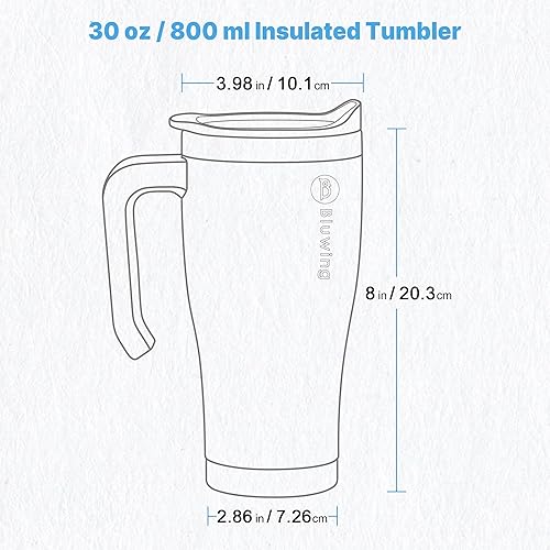 Miniatura 6 de Vaso con asa, vaso de acero inoxidable de 30 onzas con aislamiento de doble pared con tapa, taza de café a prueba de fugas de viaje, sin BPA (verde
