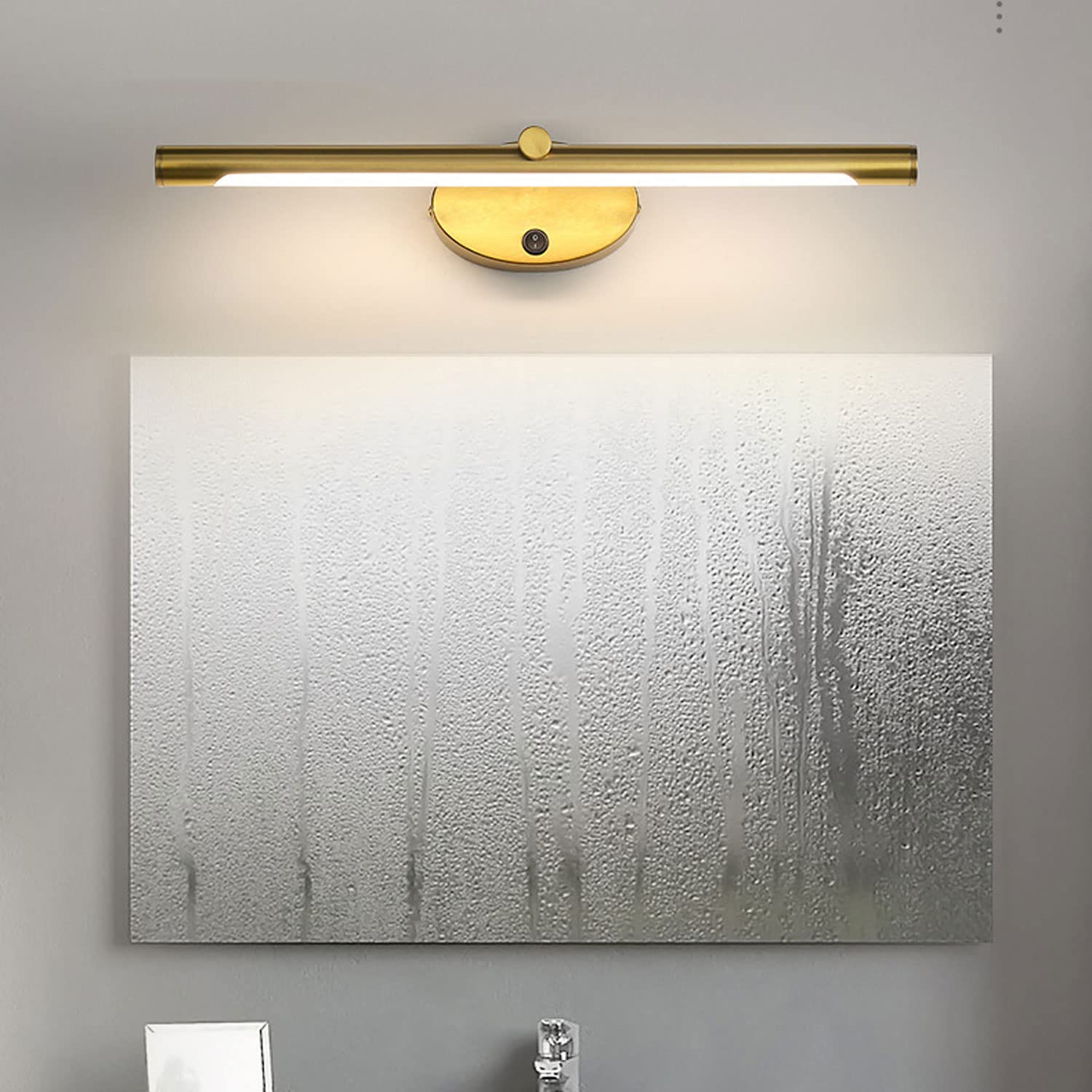 46CM Modern Spiegelleuchte Bad mit Schalter 8W - LED Wandlampe Waschtisch Wandleuchte Spiegelleuchten Badezimmer Spiegel Nachttisch Leselampen Bilderleuchte Lampe über Spiegel，Warmweiß Gold