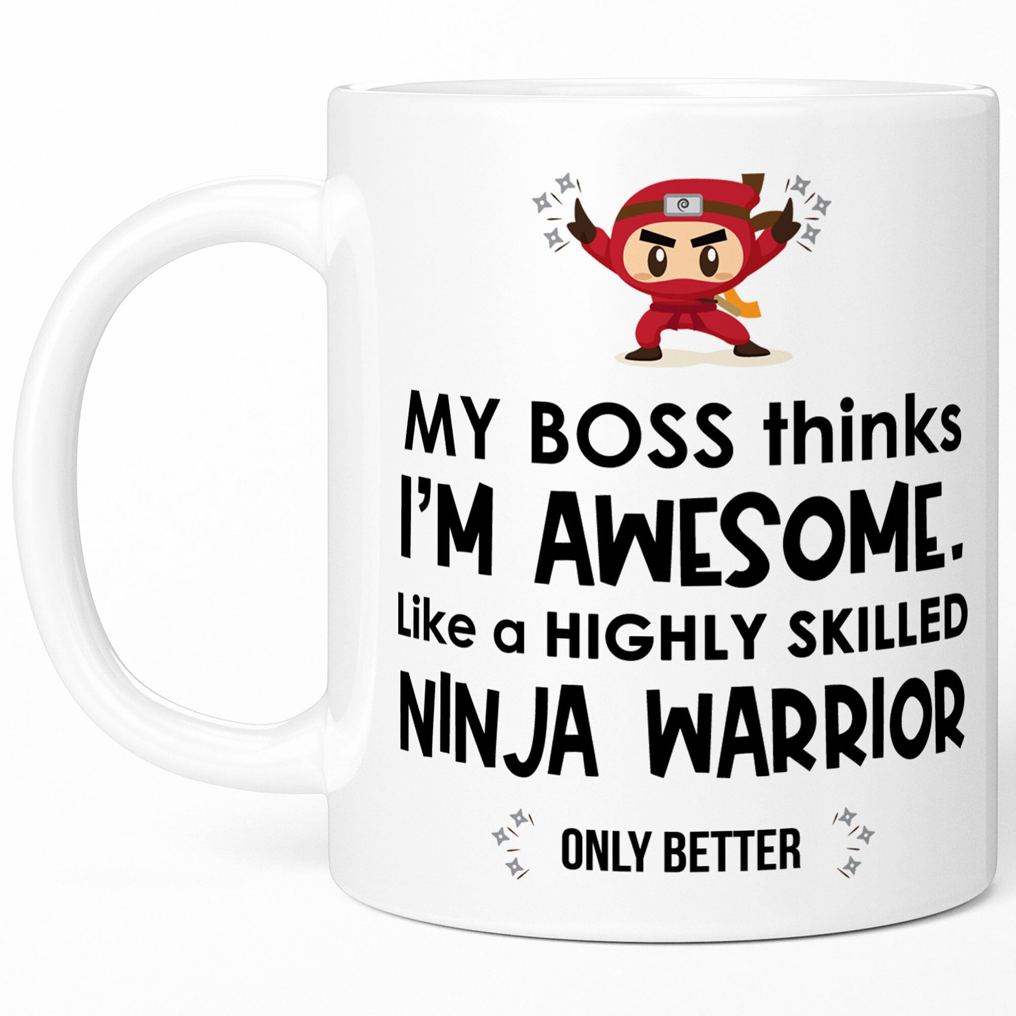 Sweet & Salty Work Coffee Mug, My Boss Thinks I'm Awesome, Work Anniversary, Gifts for Employees, Appreciation Thank You 11oz White