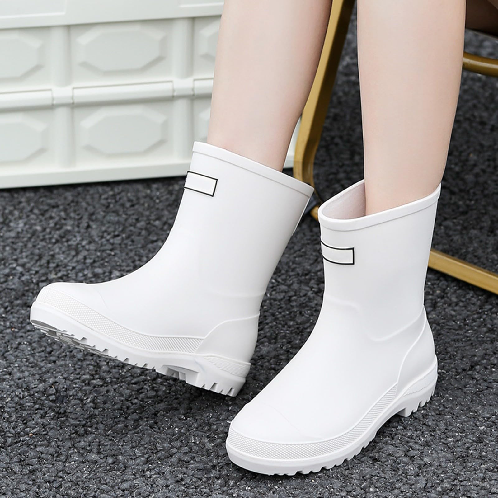 Botas de goma para mujer, botas de lluvia de media altura, botas de goma, impermeables, botines de Wellington, botines de goma, antideslizantes, para jardín, botas de lluvia, botas de lluvia, botas de