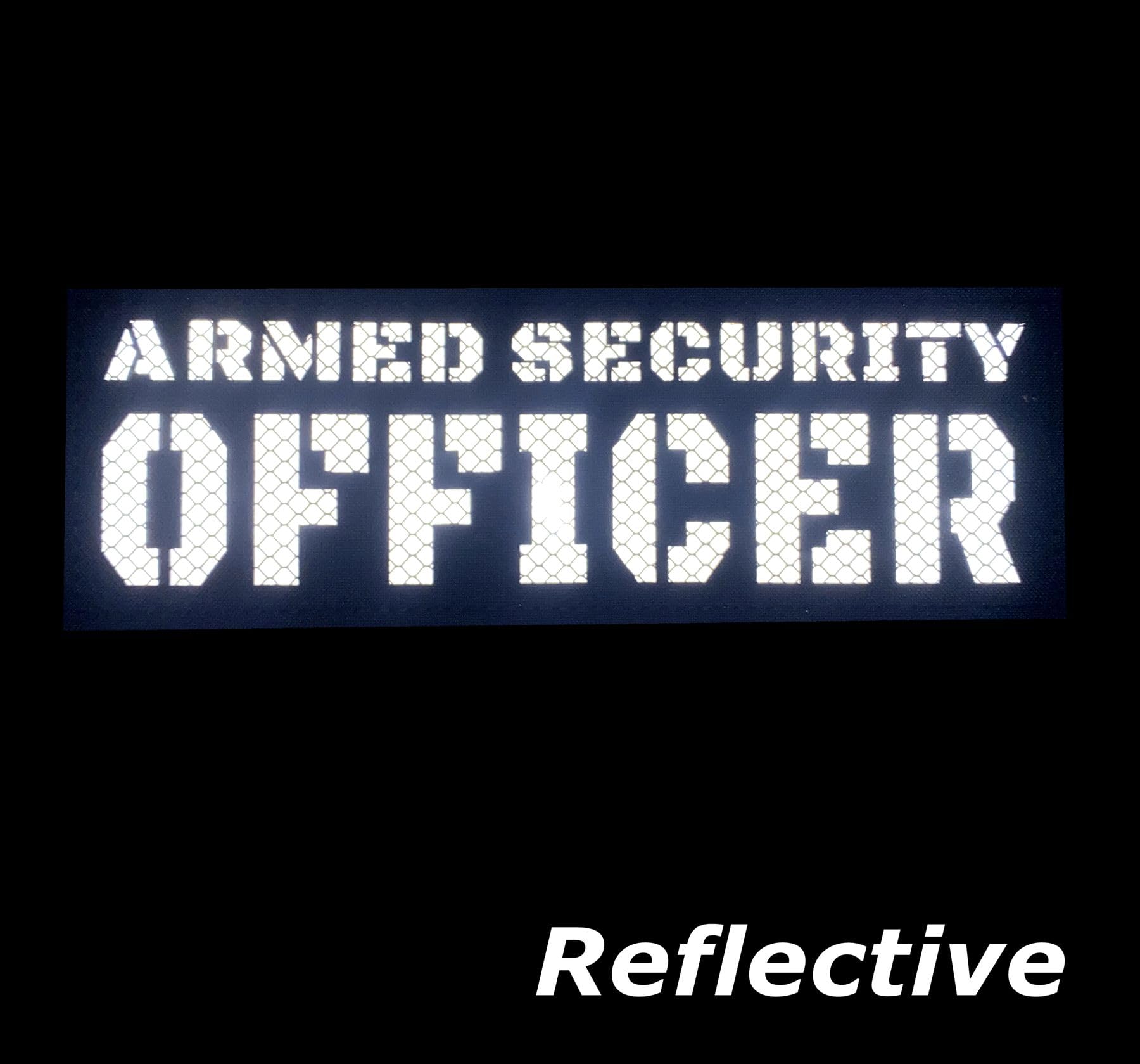 Reflective Armed Security Officer Patch with Hook and Loop - Laser Cut (Black-White)