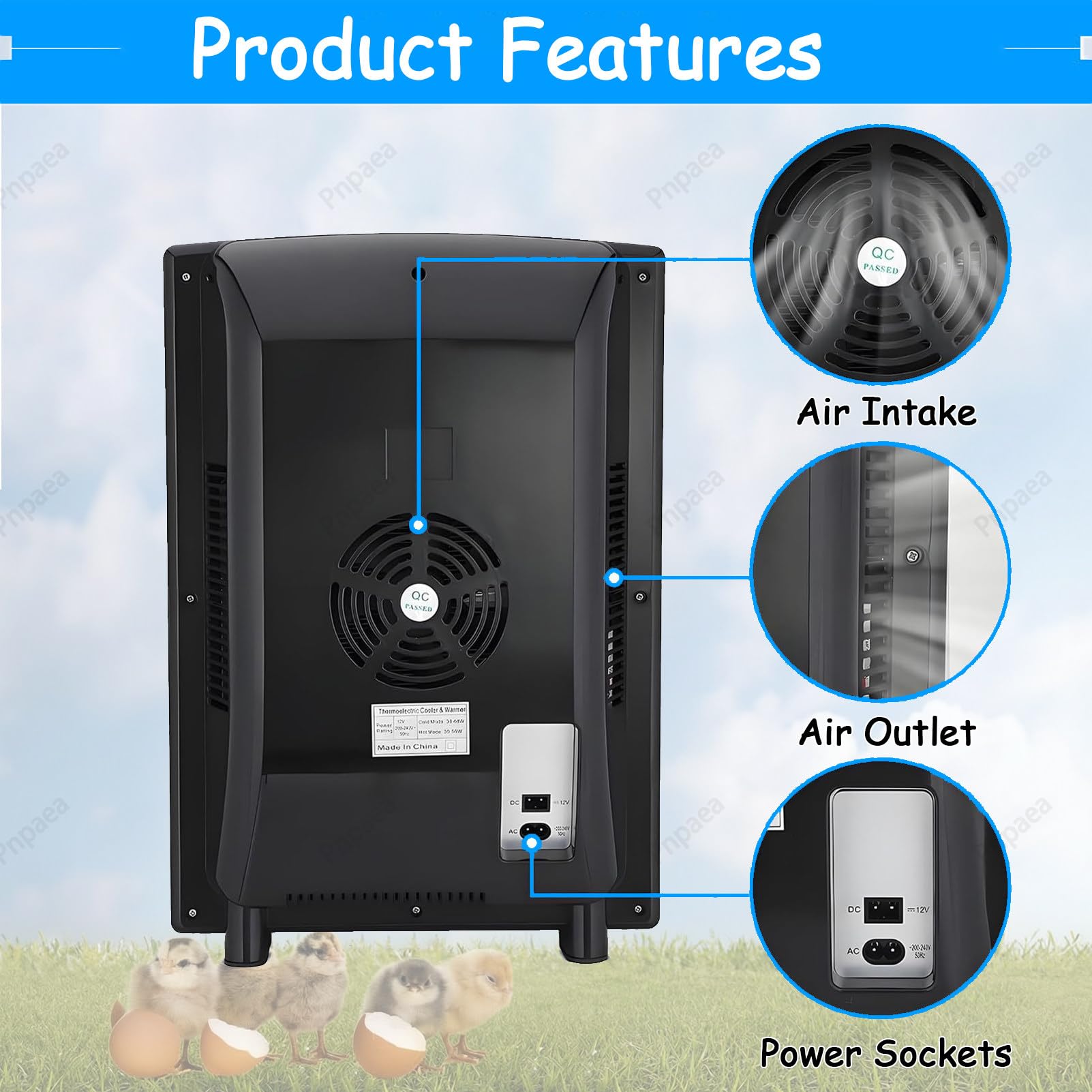 400W incubadora Digital de Huevos,Incubadora 5°-60°C, 25L Automático Incubadora Incubadora con Temperatura Constante para Reptiles o Anfibios White