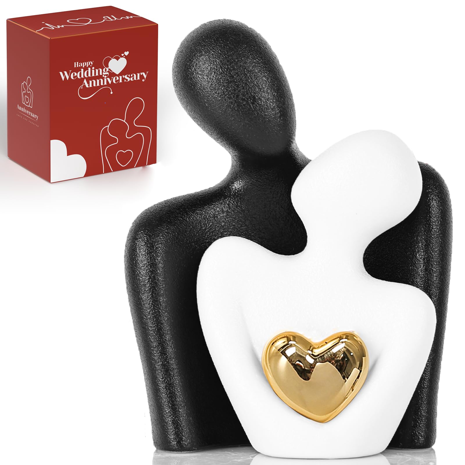 Mini Couple Statue Tv Stand Decor Items for Living Room, Abstract Sculpture Knick Knacks Home Decor Couples Love Office Show Pieces- for Bedroom Romantic Gifts for Valentine Anniversary Birthday