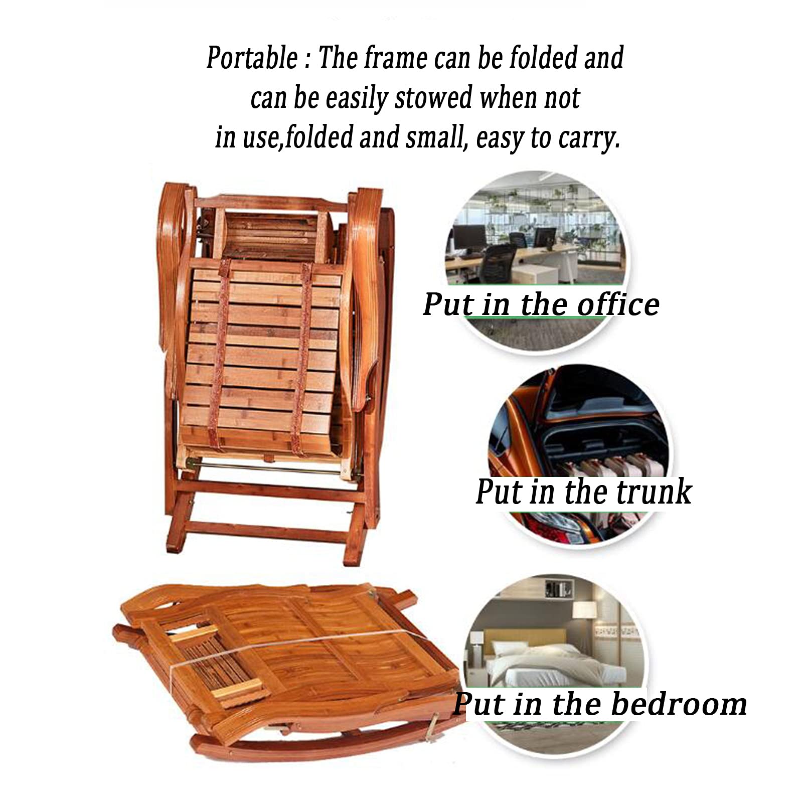 Amazon｜5スピード調整可能な竹製ロッキングチェア、リクライニング