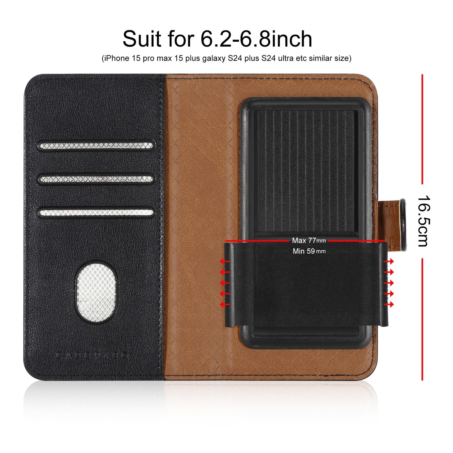 Cadorabo flip case XXL (6.7 inch) - etui na telefon komórkowy z kieszenią na kartę, 360 stopni ochronne etui z klapką -PU skórzane etui składane CZARNYM
