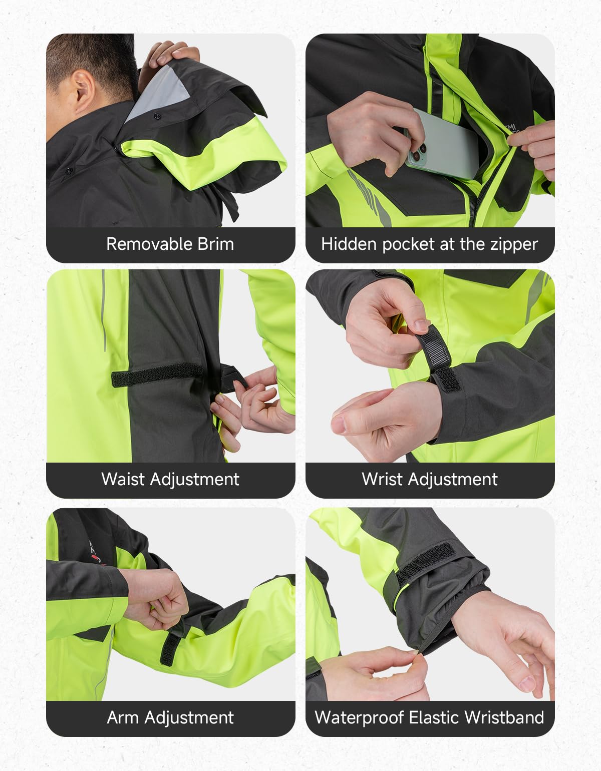 KEMIMOTO Traje de lluvia para hombre y mujer, 100% impermeable, transpirable, resistente al viento, chubasquero para camping, senderismo, viajes, ciclismo