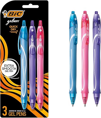 BIC Gel-ocity - Bolígrafo de gel retráctil de secado rápido, punta media