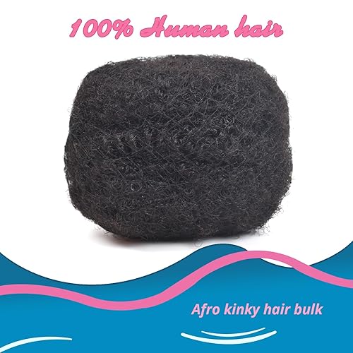 Miniatura 3 de FREESHOW Cabello humano afro rizado a granel para extensiones de rastas, cabello trenzado para rastas, reparación de rastas, torsiones, trenzas, 8