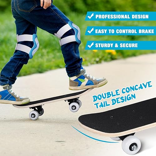 Vista 20 de Honoson Juego de 7 piezas de monopatín para niños pequeños, rodilleras, coderas, muñequeras