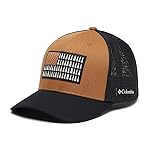 Columbia Unisex Tree Flag Mesh Ball Cap, Camel Brown/Black, Large/X-Large