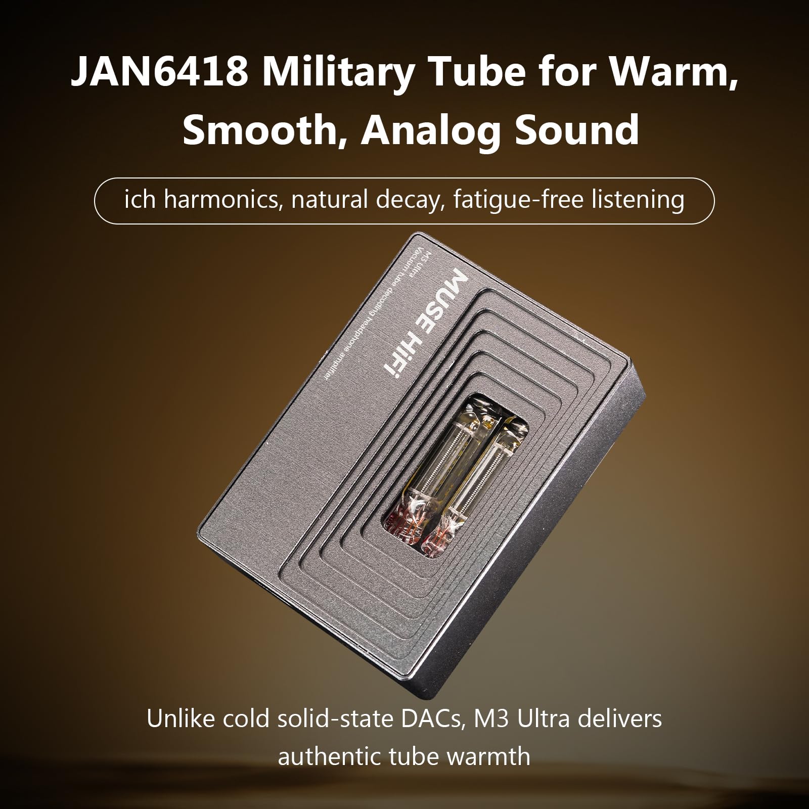 HiFiGo MUSEHiFi M3 – Ultraportabler Röhren-DAC-Verstärker, JAN6418-Röhren-USB-C-Dongle Mit Symmetrischem 3,5-mm- und 4,4-mm-Ausgang, Hi-Res-DAC-Verstärker für IEMs, Kopfhörer, Smartphone, PC und Mac