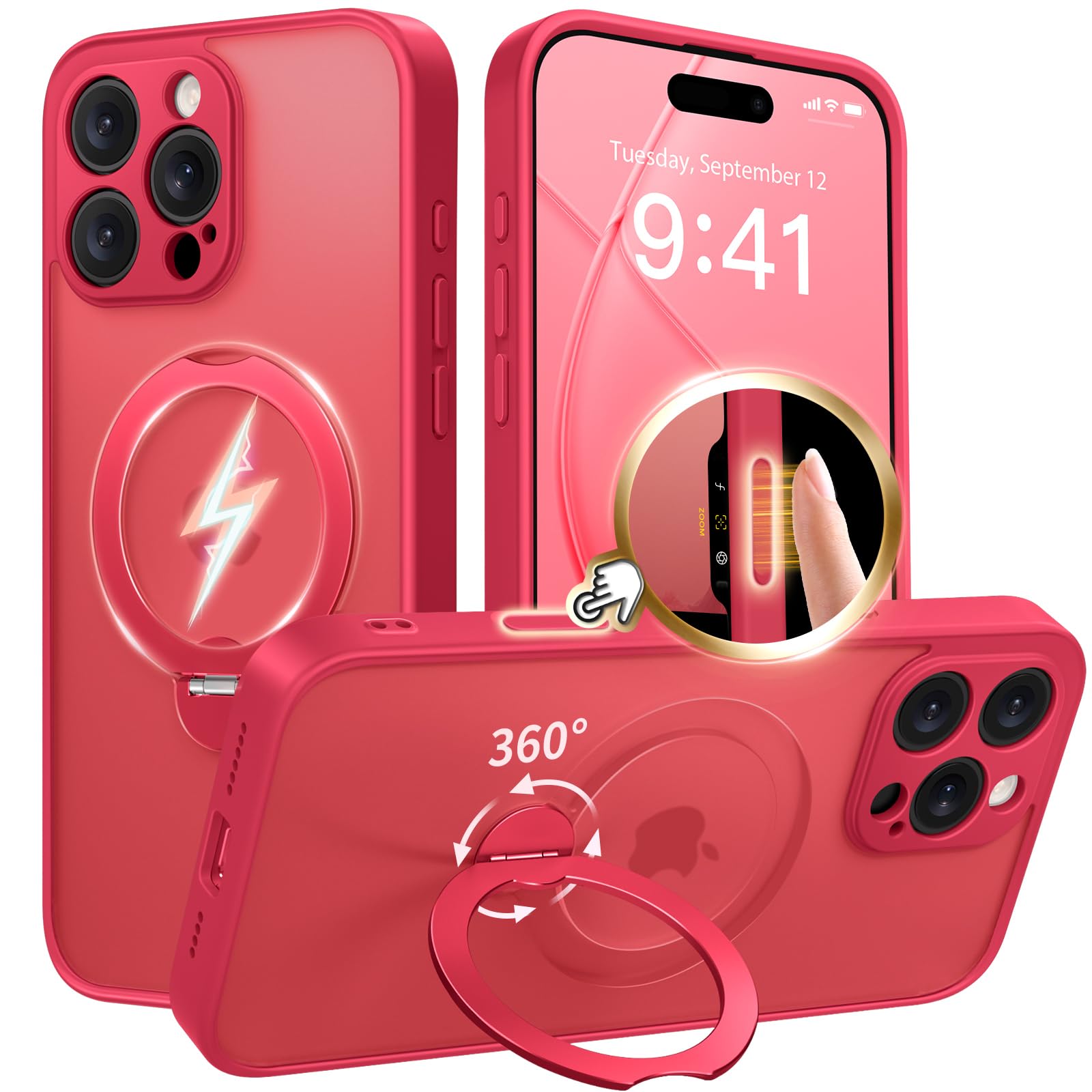 GolbinBox 360° Spin Magnetic Stand for iPhone 16 Pro Max Case, [Compatible with MagSafe] [Full Camera Protection] [16FT Military Drop Protection],