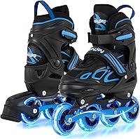 BABYJOY Adjustable Inline Skates for Kids 5-14 | Light-Up Wheels, 4 Sizes Roller Blades Boys Girls Indoor Outdoor
