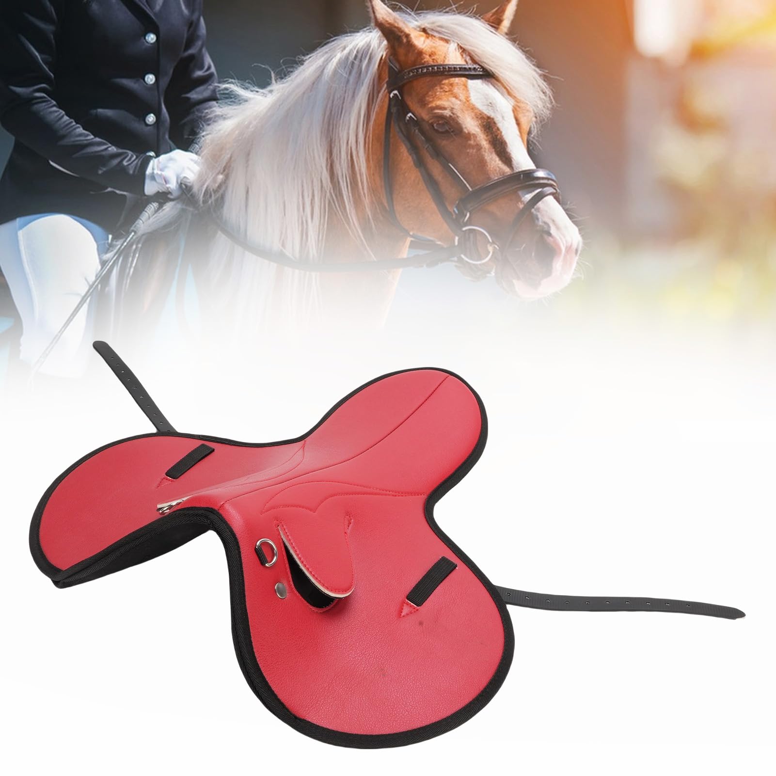 Topiky Almohadilla para Silla de Montar de Caballo, Cojín Protector Cómodo, Antideslizante, Amortiguador, Color Rojo, 18,9 X 18,9 Pulgadas, para Eventos de Equitación