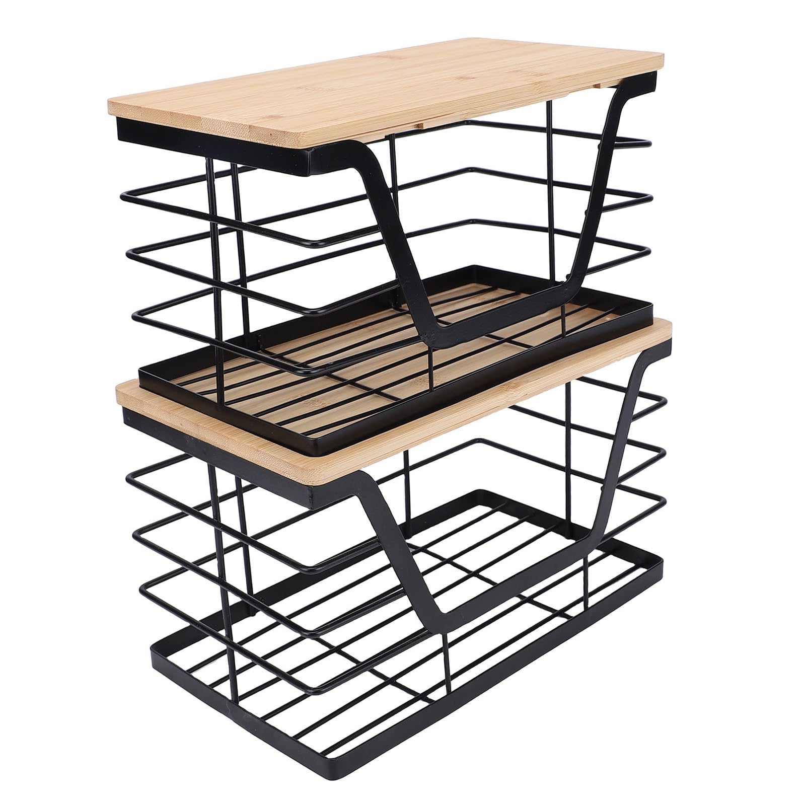 Soporte para Bolsas de Basura, 2 Unidades de Almacenamiento Apilable con Apertura Amplia y Tapa de Madera, Organizador Dispensador de Bolsas de Basura para 13 de 33 y 4 de 10 Galones, Debajo