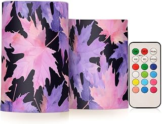 KLL Pastel Maple Leaves Black Decorative Flickering Outdoor flameless Candles Electronic Lights Windproof with Remote for Funeral Funeral Battery Operated