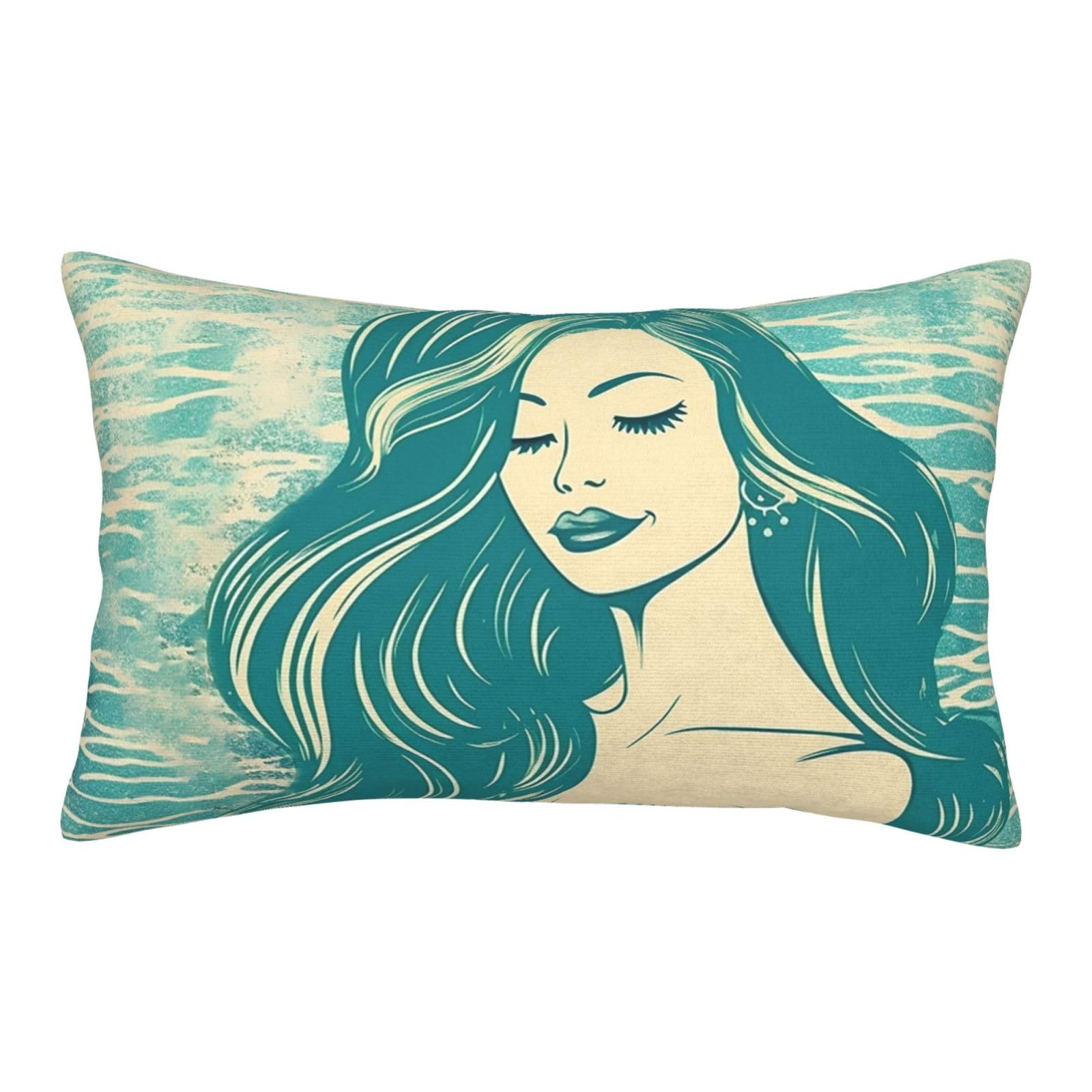 Velvet Pillowcases 20"x30" Ultra Soft Breathable Pillow Cases, Luxury Fuzzy Throw Pillow Covers with Zipper, Retro Mermaid Pillow Shams All Seasons Decorative Cushion Cases for Couch