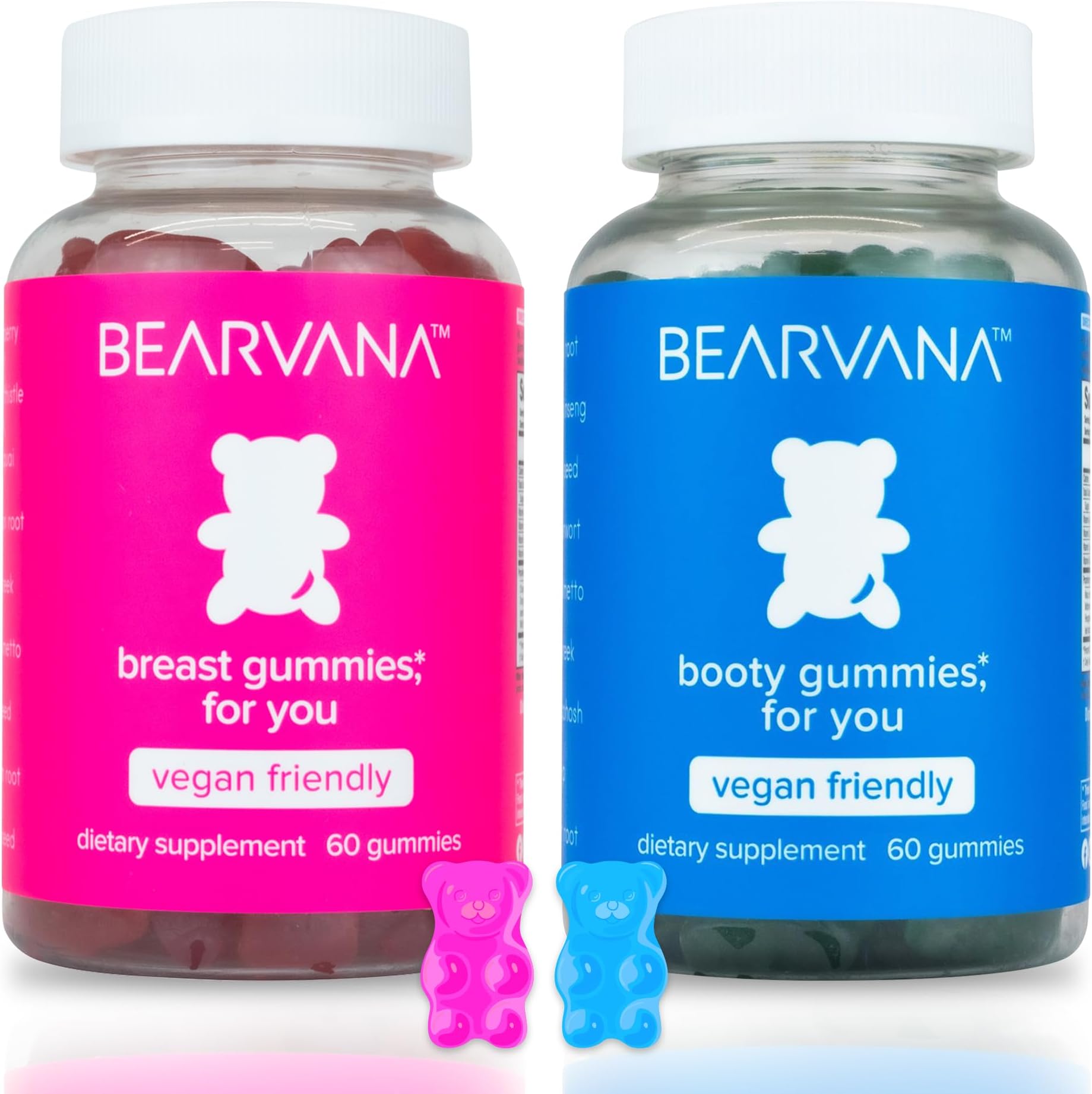 BEARVANA Top & Peach Support Combo Pack Multivitamin Gummies for Women | Includes Herbal Extracts & Essential Vitamins | Berry Flavor | 2-Pack (120 Gummies)