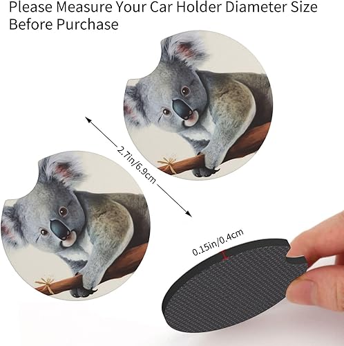 Miniatura 2 de Posavasos de automóvil con estampado de koala y mariposa para portavasos universales antideslizantes, paquete de 2 soportes para tazas, almohadilla