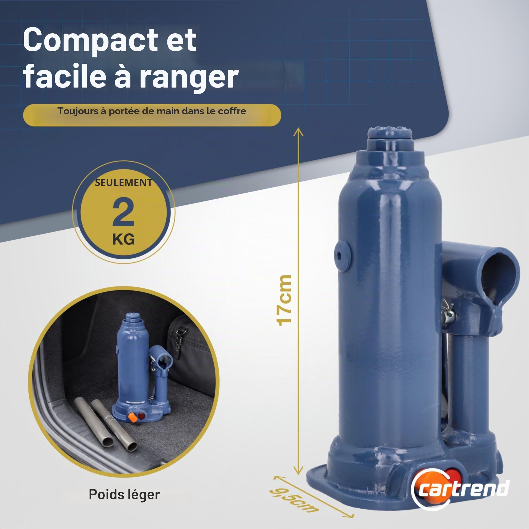 Cartrend 10005 Cric hydraulique 2 tonnes, gris