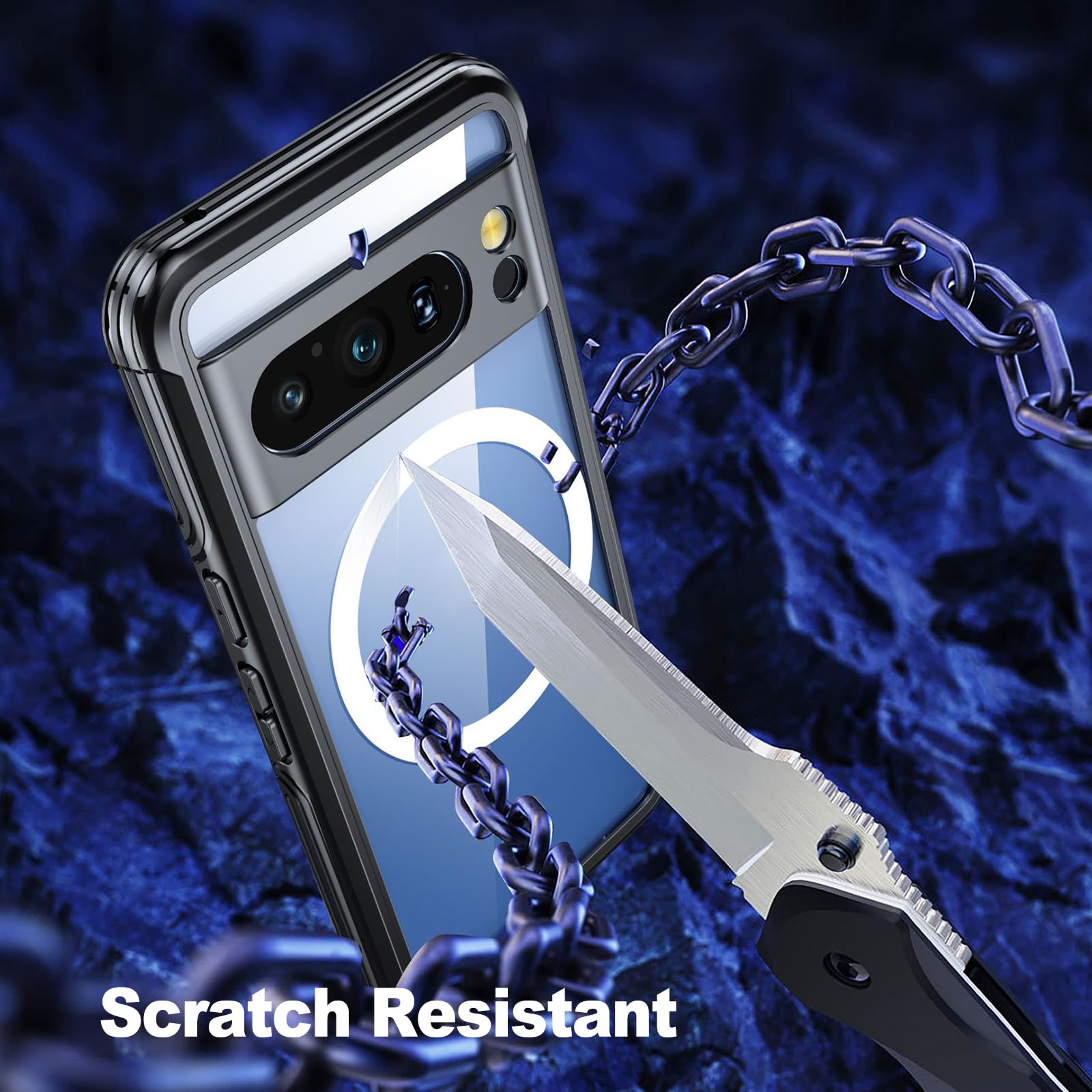 Magnetisch Hülle für Google Pixel 8 Pro, 360° RundumSchutz Hart Schutzhülle, Transparent Handyhülle Support Kabelloses Laden,Rosa