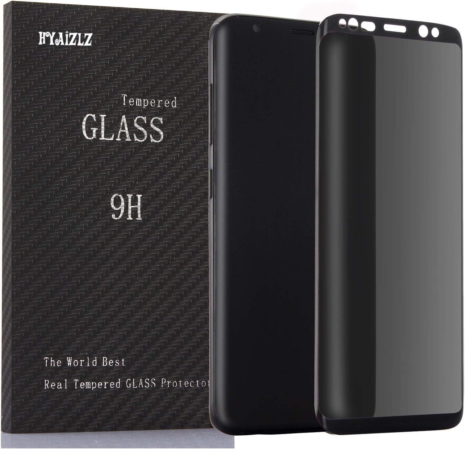 Galaxy S8 Privacy Screen Protector,HYAIZLZ(TM) 9H Hardness Tempered Glass Anti-Spy Screen Protector Shield for Samsung Galaxy S8,Color Black