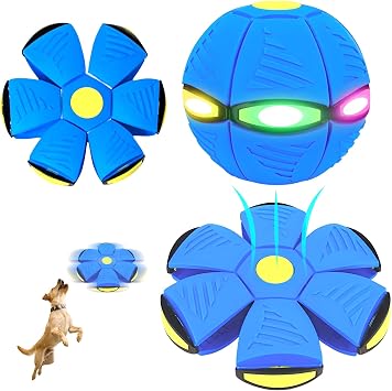 Magic Bouncing Ball, Magic Metaball, Children Bouncing Ball, Parent-Child Interaction, Dual Form Freely Switchable Magic Metaball Flying Saucer with 6 LightBlue