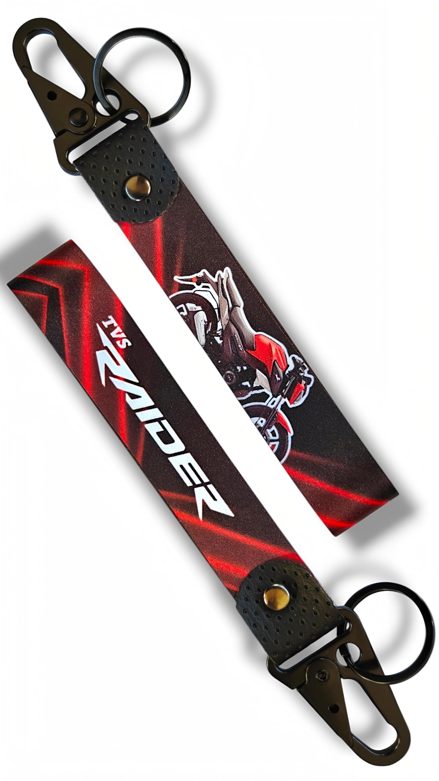 HIGH OCTANE TVS Raider Keychain Wrist Strap, 8x1.5 inch, Red Colour Bike | Metal Clip Hook, Bike Themed Print, Wrist Lanyard Style, Snap Clasp Closure, for TVS Raider-image-3