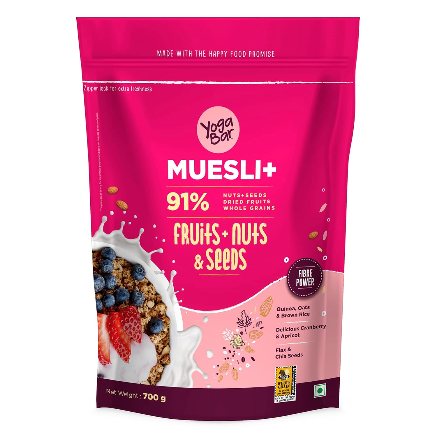 Yogabar Wholegrain Breakfast Muesli Fruits, Nuts + Seeds