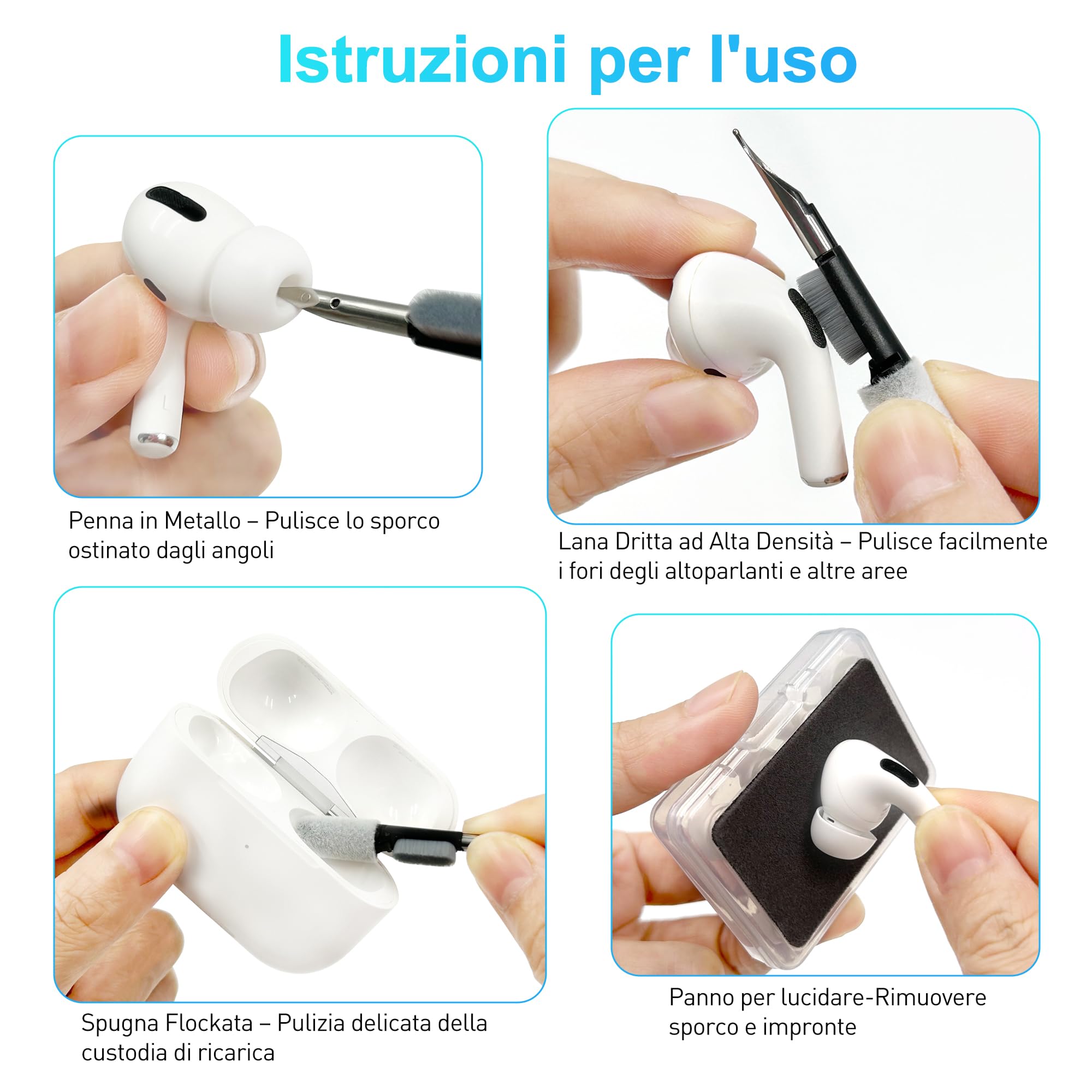 YISH Gommini per AirPods Pro/AirPods Pro 2 4 Paia Cuffie Auricolari con Custodia Penna Pulizia Foro Riduzione Rumore Ricambio (XS/S/M/L)