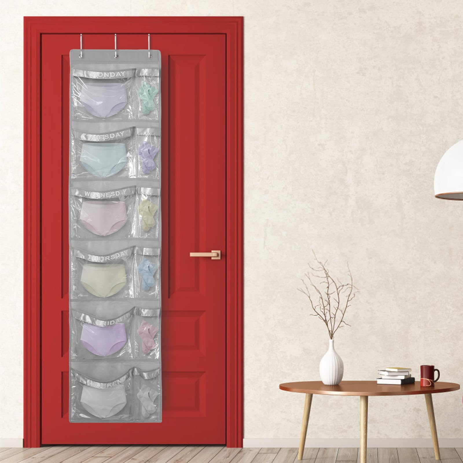 Fixwal Organiseur De Placard Hebdomadaire à Suspendre à 6 étagères Pour Enfants Avec 6 Poches Latérales Pliable Pour Chambre D'enfant, Organiseur Quotidien De Vêtements Pour Enfants, étagères De