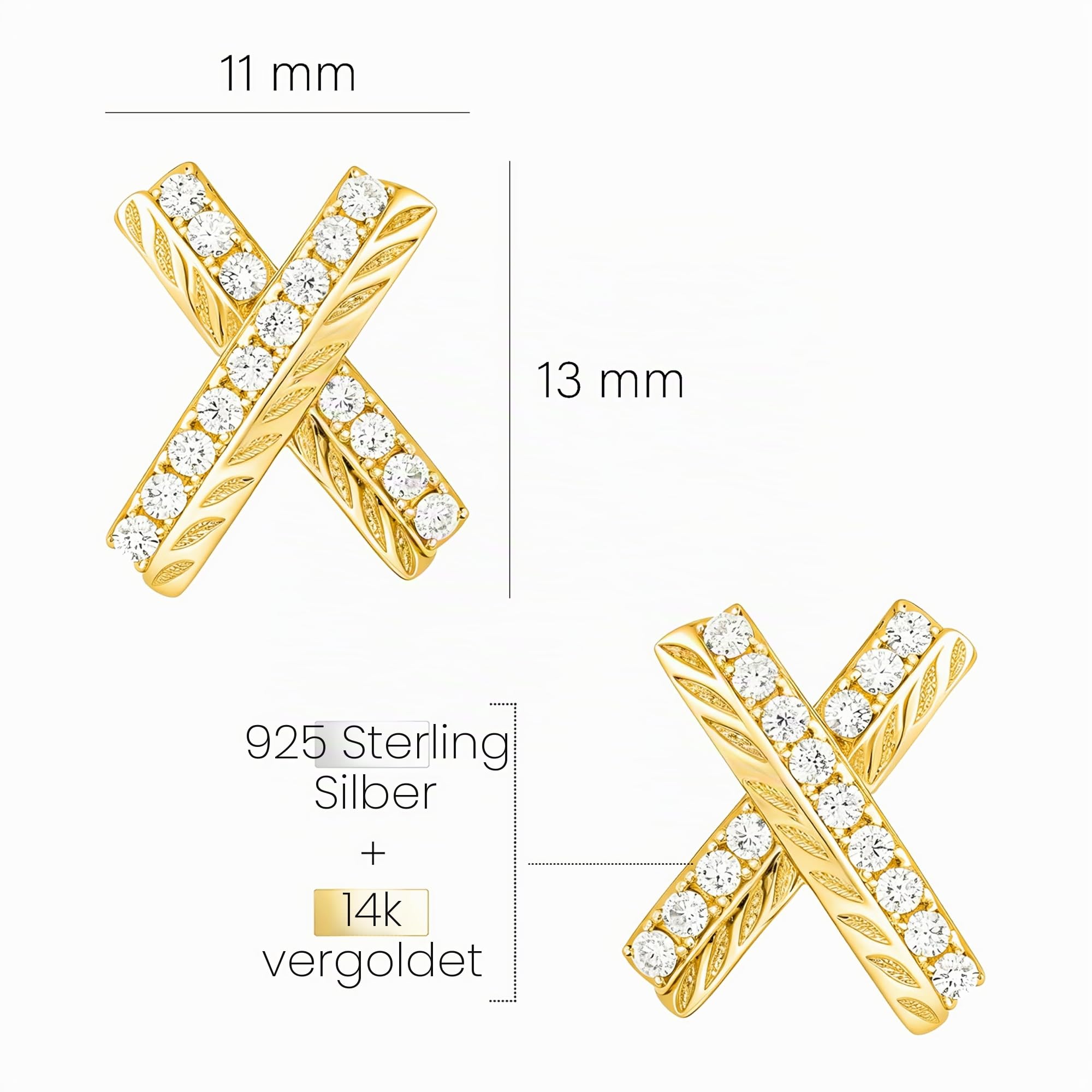 SOFIA MILANI - Damen Ohrringe 925 Silber - mit Zirkonia Steinen - X Ohrstecker
