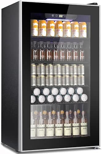 COWSAR Mini Fridge Cooler, 130 Can Beverage Refrigerator with Glass