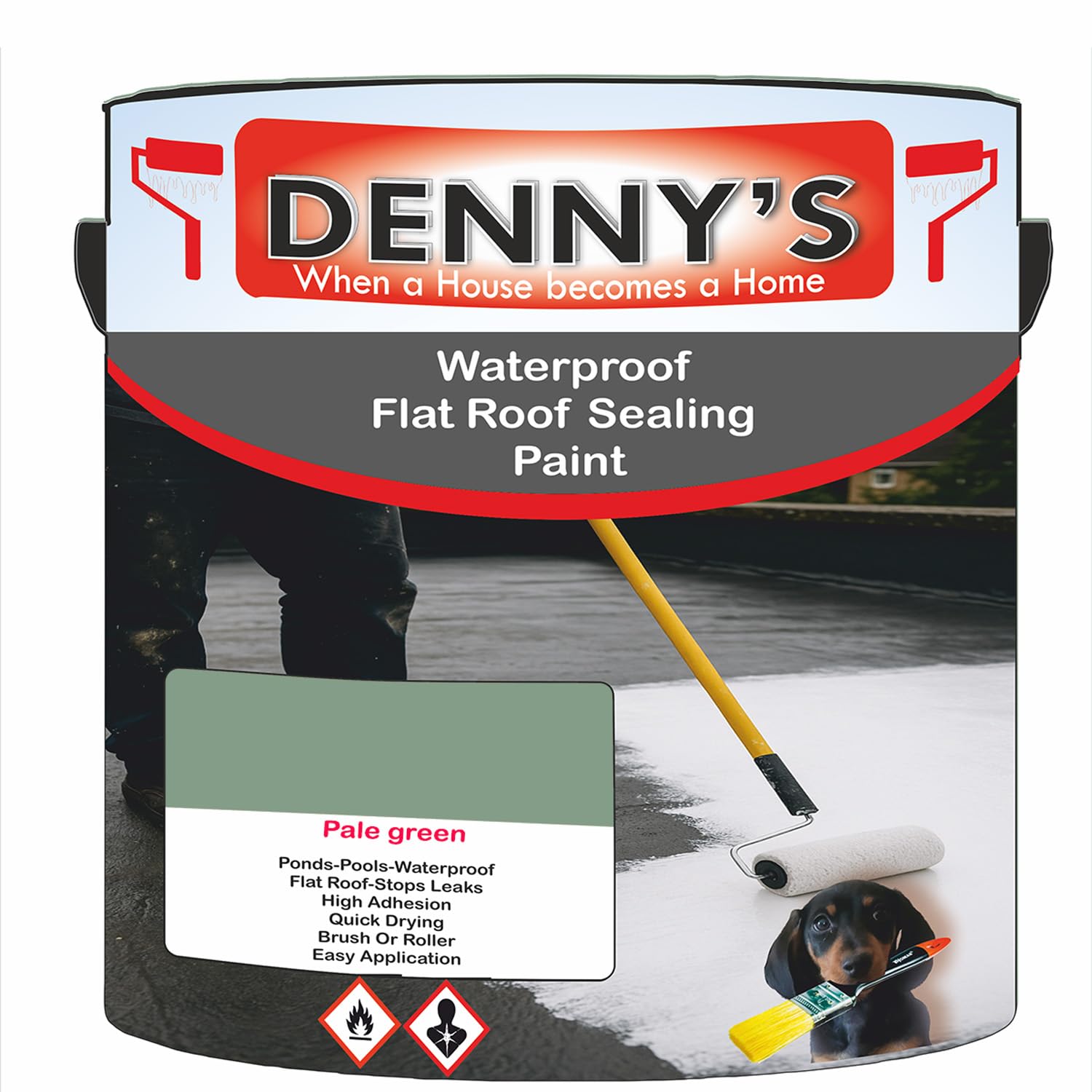 SCOOBYS PAINTS BACK IN THE MIX Chlorinated Rubber Flat Roof Paint – Waterproof Roof Sealer & Leak Repair Coating, Quick Drying, High Adhesion (Pale green, 1 Litre Tin)