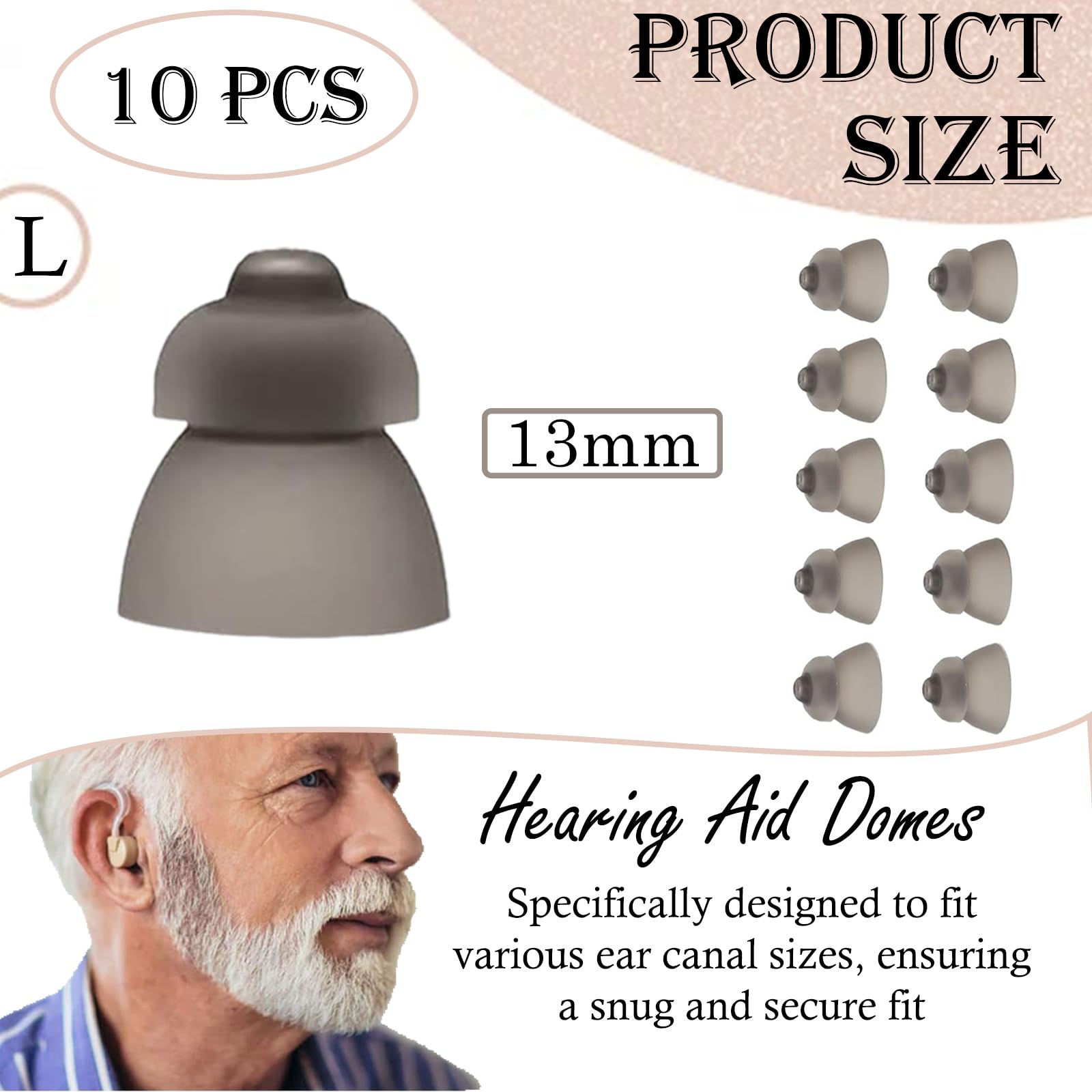 Hearing Aid Domes, Hearing Aid Accessories, 10 Pcs Soft Silicone Open Domes - Image 2