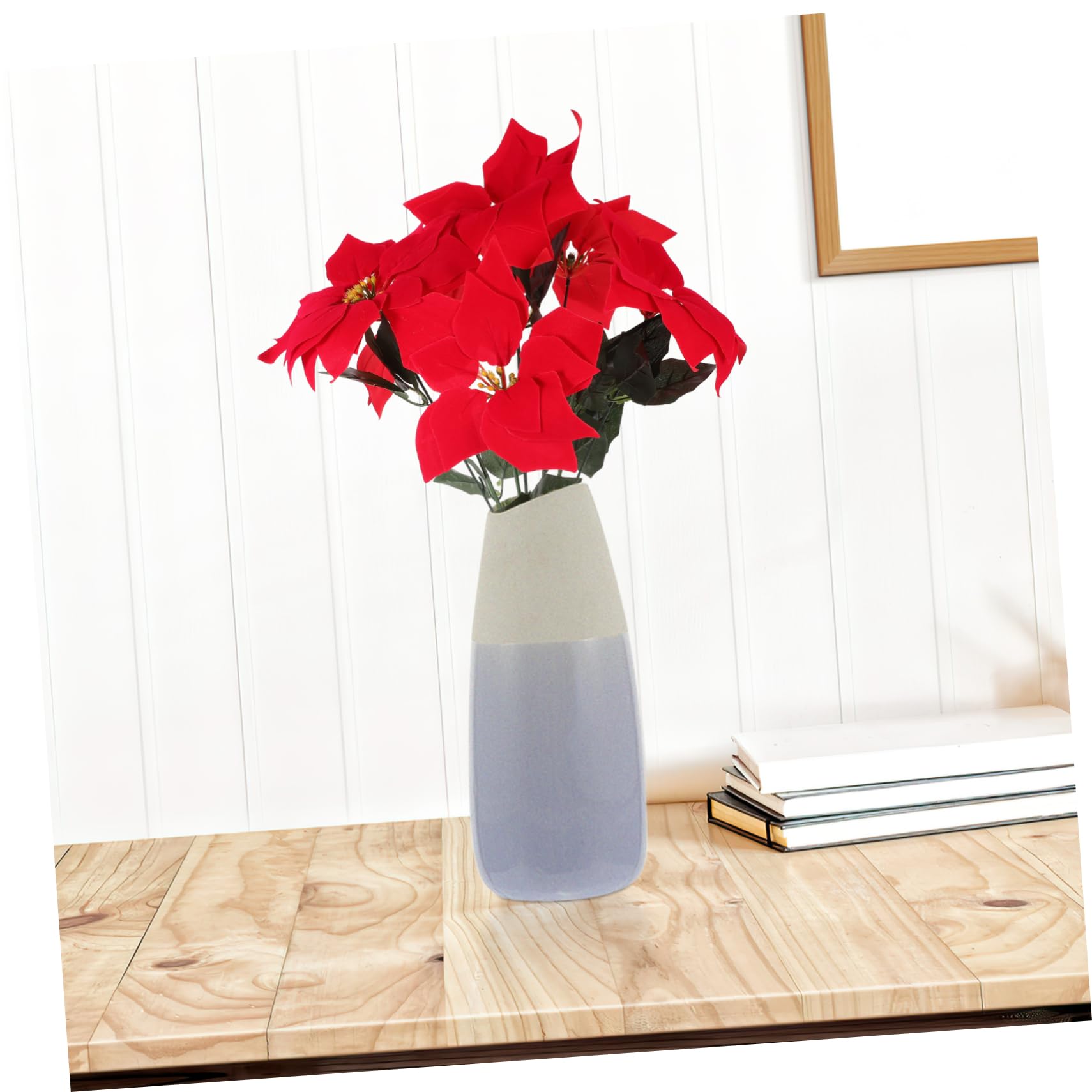 DECHOUS 2piezas Flores Artificiales de Navidad Poinsettia Roja Flores Navideñas y Navideños para Decoración de Centro de Mesa Adornos para Árbol de Navidad Hogar y Oficina