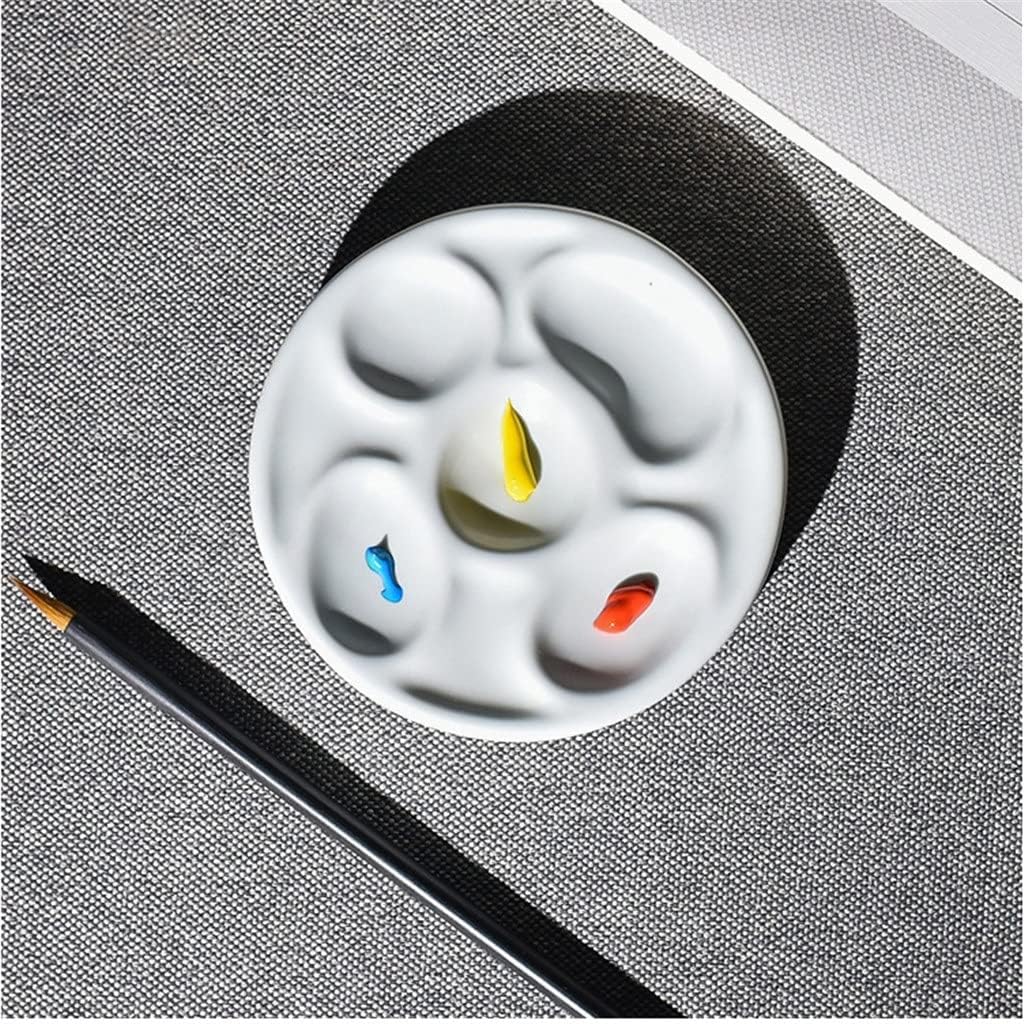 HBJWOV Ceramic Watercolor Palette Multi-Cell Watercolor Painting White Porcelain Palette Professional Painting(D)