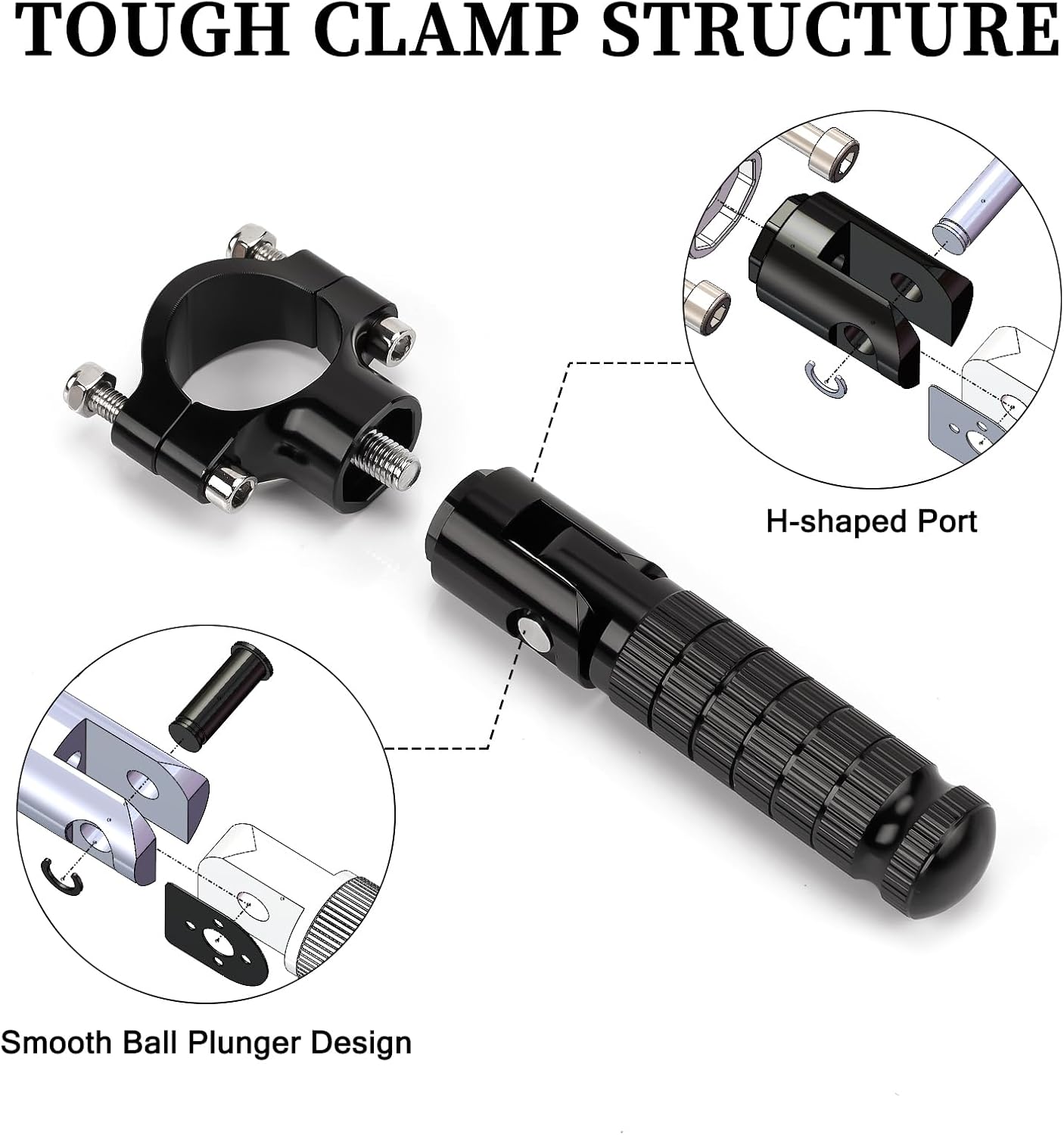 XINGWU 1.25" Foldable Motorcycle Highway Foot Pegs Universal for 32mm Crash Bars CNC Anti-Slip Foot Rest Pedals for Harley Davidson Touring Honda Yamaha Suzuki Motorbike Electric Dirt Pit Bike(Black)
