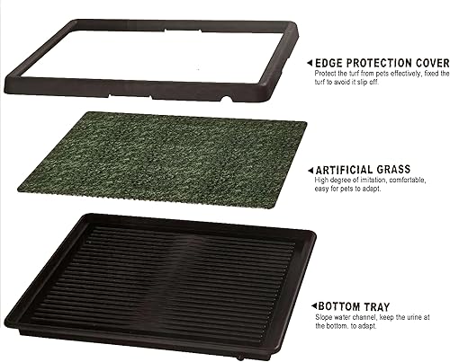 Miniatura 4 de LOMANTOWN Orinal de césped para interiores, almohadilla reutilizable de hierba para perros con bandeja, caja de arena para perros de 25 x 20