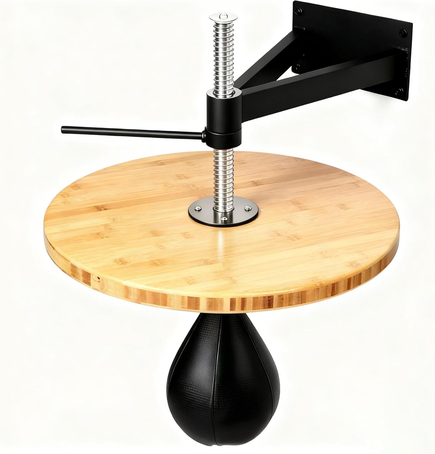 Speed Bag Platform, Bamboo Wood SpeedBag Mount, Height Adjustable with Speed Bag Swivel for Boxing Training Workout, Punching, Exercise