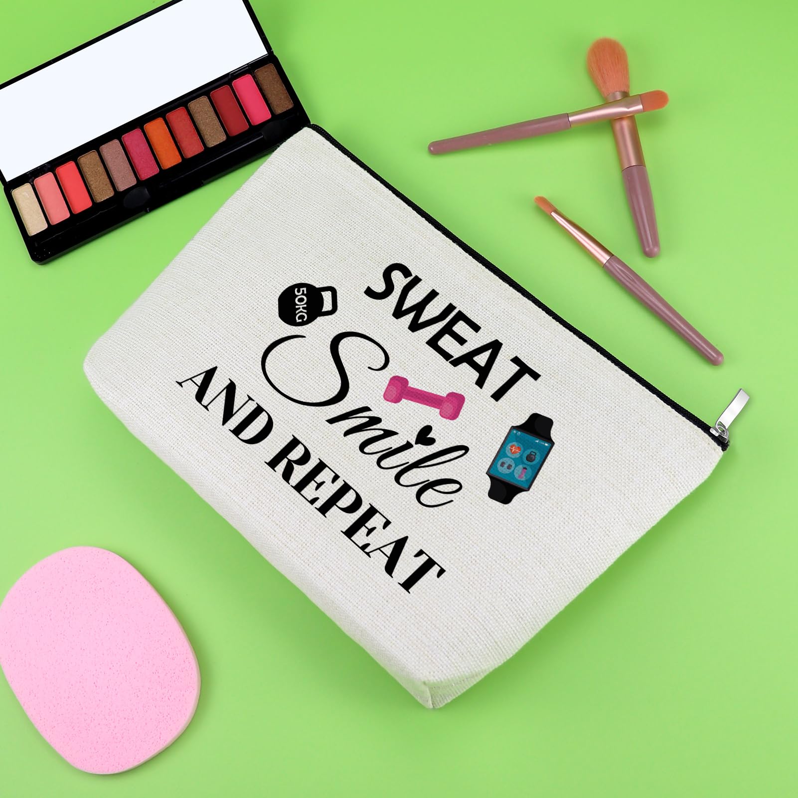 Workout Gifts Fitness Lovers Makeup Bag Gym Gifts for Women Fitness Bodybuilding Cosmetic Bag Exercise Present for Women Friend Trainer Christmas Birthday Present Dumbbell Pendant Travel Pouch