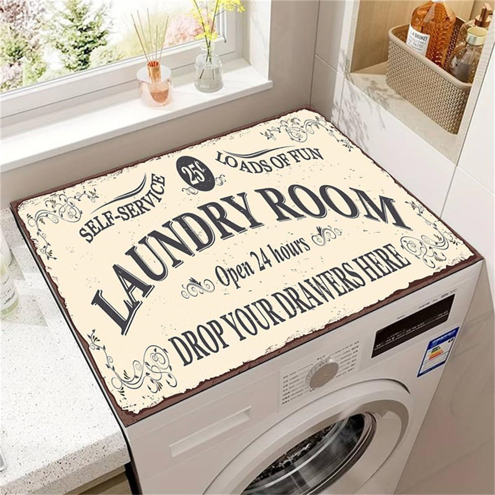 Morbuy Protector Superior Para Lavadora Y Secadora, Estilo Vintage Cubierta Superior Para Lavadora Protector Superior Lavadora Absorbente Funda Para