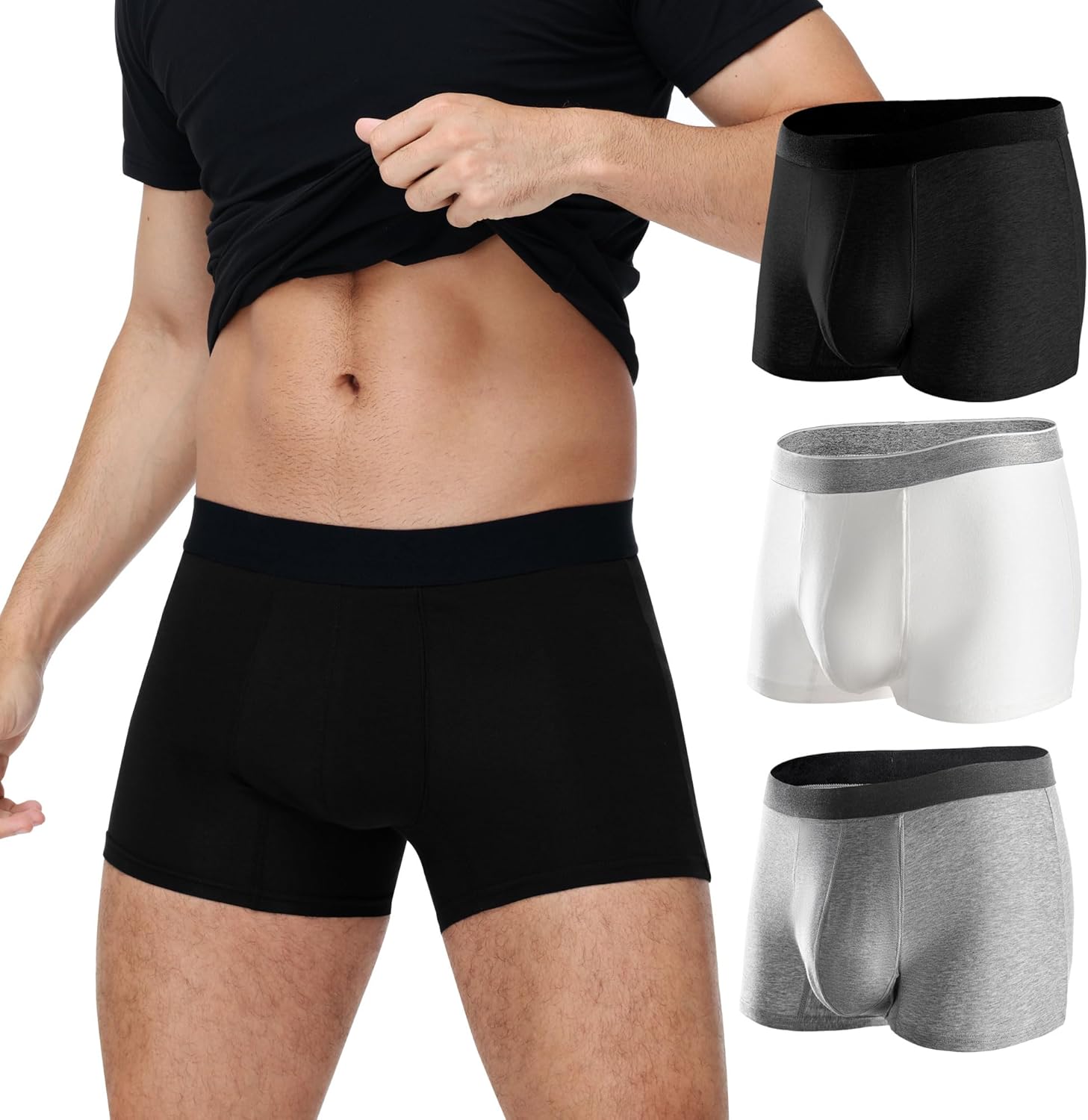 BATTEWA Incontinence Underwear for Men Washable, Leak Proof Underwear for Men Reusable Mens Incontinence Underwear Bladder Leak Briefs Absorbency 50ml,3Pack(X-Large, 3Color)