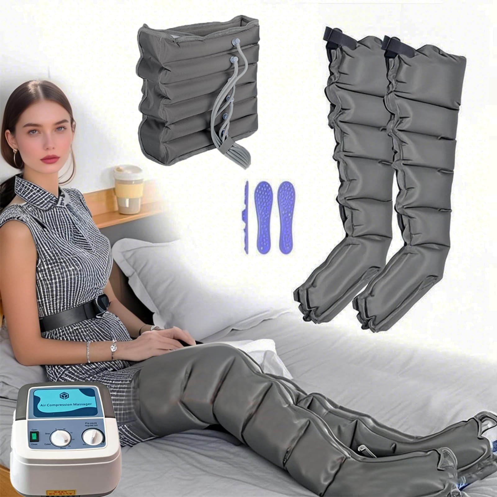 Pressoterapia Linfodrenaggio Total︱ Body Pressoterapia Gambe e Pancia Macchina per Pressoterapia a Casa︱ 6 cavità d'Aria Linfodrenaggio Braccia Macchinario Pressoterapia Professionale