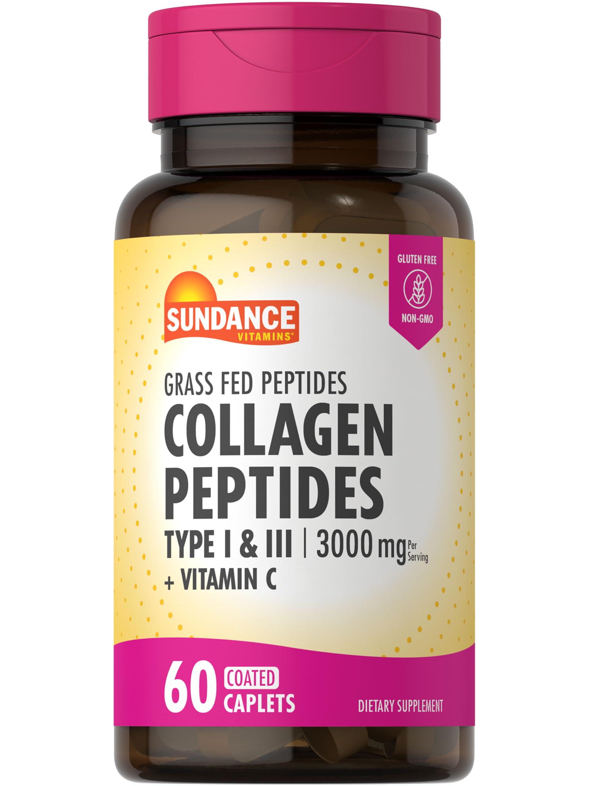 Collagen Peptides Pills | 3000mg | Type I & II with Vitamin C | 60 Count | Non-GMO & Gluten Free Supplement