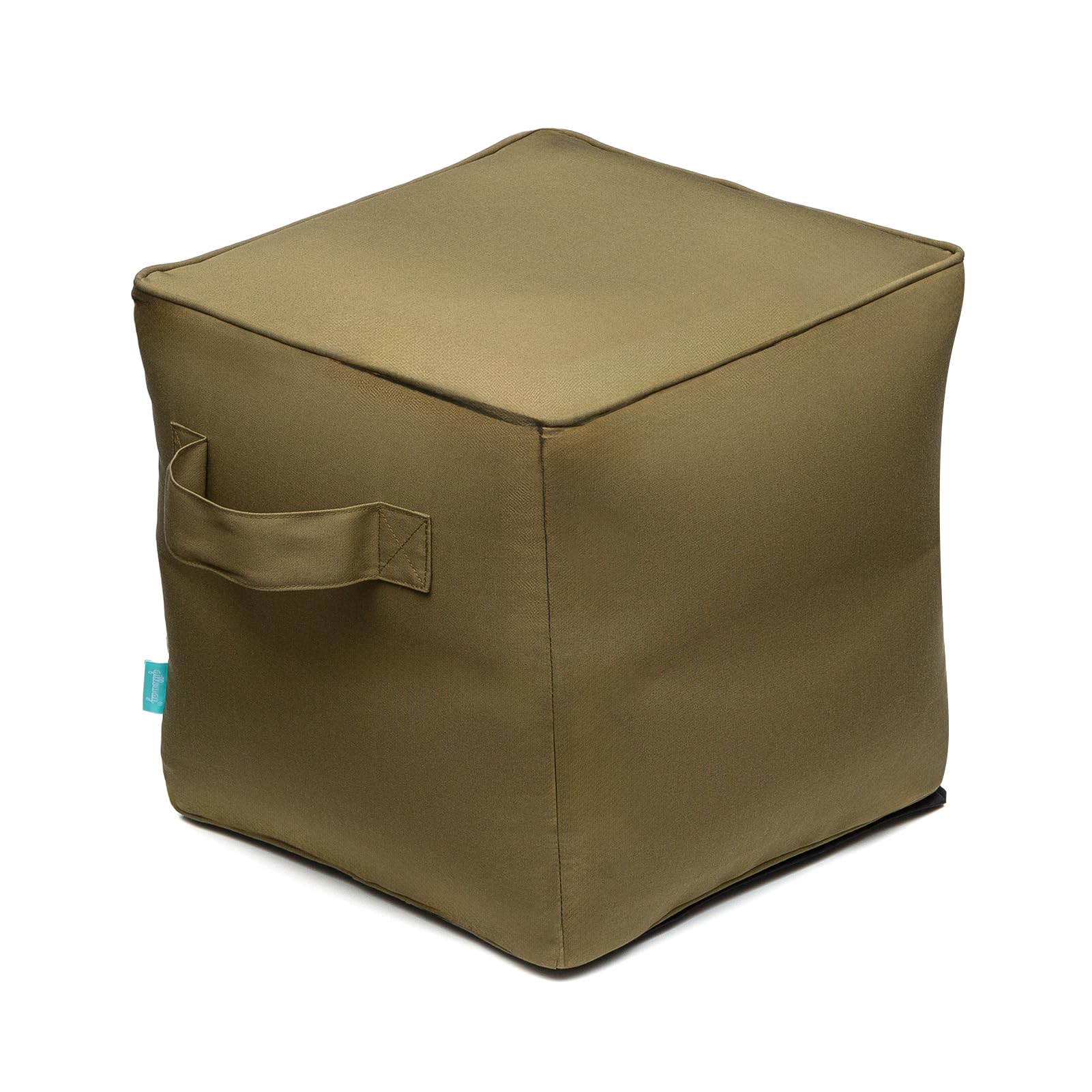 QILLOWAY Inflatable Outdoor Ottoman for Patio, Water Resistant Pouf Cube 16", Inflatable Foot Rest, Outdoor Footstool for Poolside, Garden, Camping, Sage